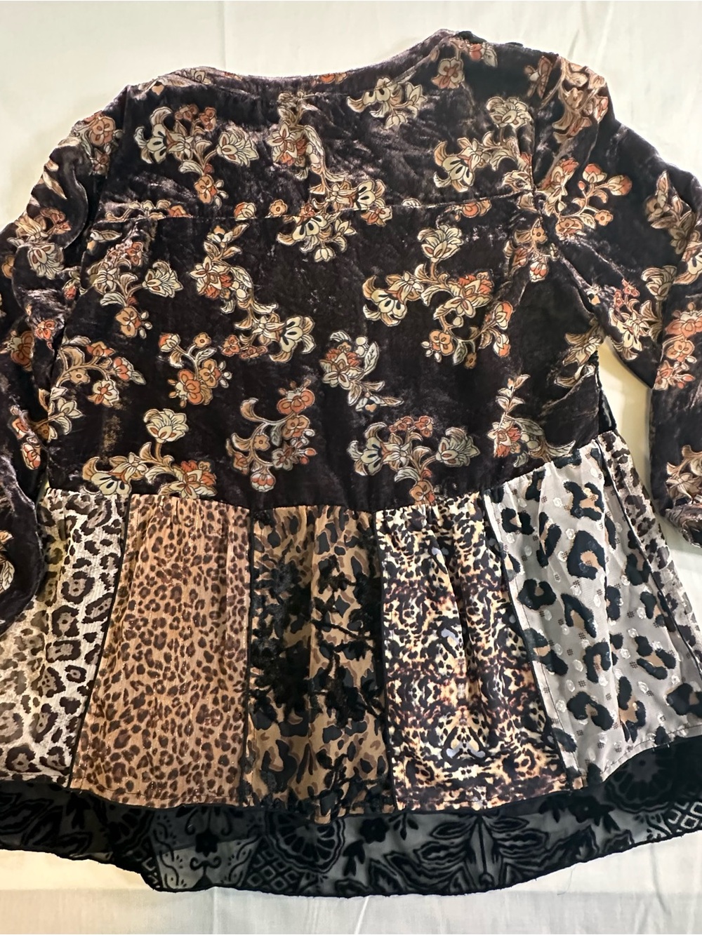 John Mark Velvet Embroidered Patchwork Tunic animal print BoHo country cottage - Picture 14 of 14